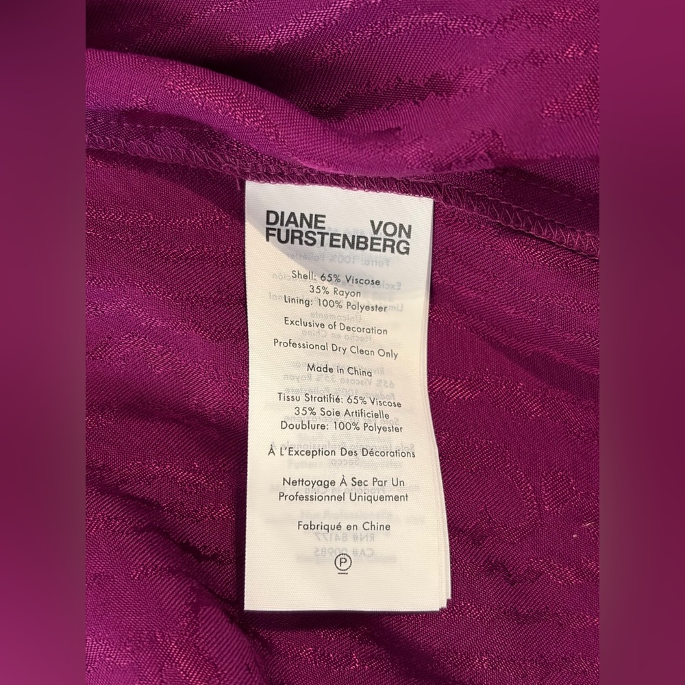 Diane Von Furstenberg Gil Tiered Satin-Jacquard Midi Dress purple Dress Sz 8 - Picture 12 of 12